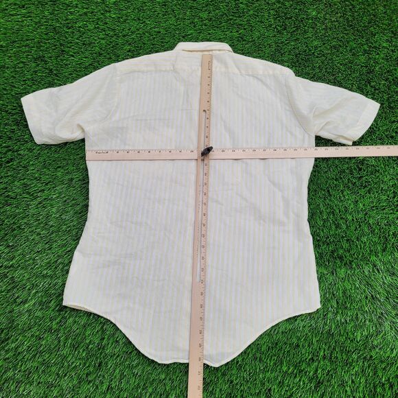 Vintage 80s Arrow Kent Button Shirt Medium 22x30 Beige - Picture 3 of 11